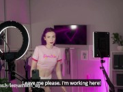 My stepbrother fucked me while I'm broadcasting. Sloppy blowjobed his big cock to get a hard fuck. 9/16