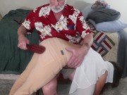 TMS-25-1) Slender Amateur Female Gets OTK Hand Spank Then Paddle Spank 6/16