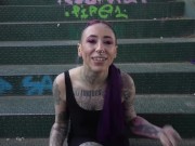 Amazing redhead babe enjoys a public blowjob to an amateur dude 4/16