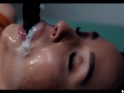 Hot brunette fucked and filled up with cum by alien monsters 12/16