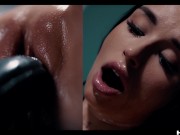 Hot brunette fucked and filled up with cum by alien monsters 9/16