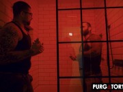 PURGATORYX Tattooed brunette Eden Ivy takes on two big dicks in the bathtub 3/16