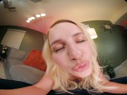 Curvaceous blonde fingers herself and humps a pillow in VR 15/16