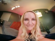 Curvaceous blonde fingers herself and humps a pillow in VR 16/16