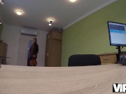 VIP4K. Pelirroja de grandes tetas es embestida por el prestamista en su oficina 1/16