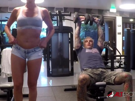 Big tit German babe gets fucked hard by a tattooed guy