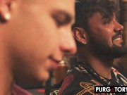 PURGATORYX Sexy blonde hair stylist Chloe Creamy fucks two clients at the same time 4/16