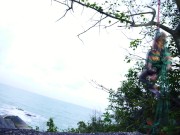 Alternative TATTOO girl in ropes of LILY LU - public bondage, kinbaku, shibari, rope play, goth, alt, punk 10/16