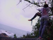 Alternative TATTOO girl in ropes of LILY LU - public bondage, kinbaku, shibari, rope play, goth, alt, punk 13/16