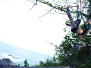 Alternative TATTOO girl in ropes of LILY LU - public bondage, kinbaku, shibari, rope play, goth, alt, punk 9/16