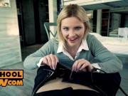 POV - Petite blonde Zazie Skymm in private dorm anal fuck 8/16