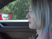 Hanging out with pretty cute blonde babe CeceliaTaylor and getting a blowjob in the car 16/16