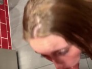 I blew a huge load on her pretty little face in this public bathroom 5/16