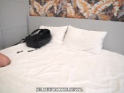 Step sister share a bed with step brother in a hotel room - creampie 1/16