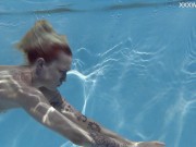 Naked Finnish blonde tattooed mermaid Mimi underwater 9/16