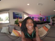 Ebony bombshell plays with her pussy in virtual reality 2/16
