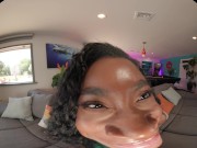 Ebony bombshell plays with her pussy in virtual reality 4/16