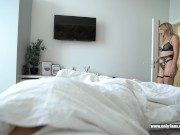 Stepmom caught stepson watching porn and help him to cum inside her 1/16