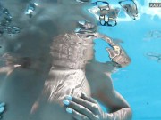 Beautiful blonde Zazie Skymm swims nude 11/16