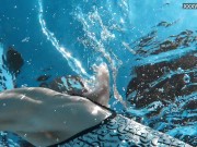 Beautiful blonde Zazie Skymm swims nude 7/16