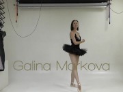 Russian brunette acrobat stretching her sexy long legs 1/16