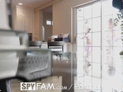 SPYFAM Blonde Lesbian Babysitter Caught And Fucked 1/16