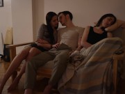 Wife caught her cheating husband fucking her best friend! Will she join? - Amateur threesome 1/16