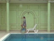 Hungarian naked Sazan Cheharda swimming teasing 2/16