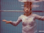 Hot sexy horny teen babe Melisa Darkova swimming nude alone 7/16