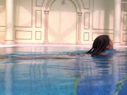 Stefanie Moon swims nude in the pool 15/16