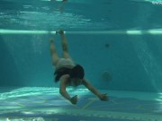 Stefanie Moon swims nude in the pool 7/16