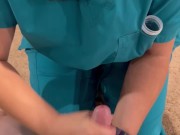 Las Vegas sperm bank nurse does anything to get the sample. Talks me through it and fucks at the end 9/16