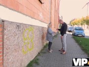 VIP4K. Man's bosomy wife gives shaved pussy to excited pickup artist 1/16