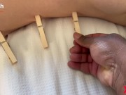 Trailer Special Clothespins Fetish has redhead getting big black dick and flogging with paddling 3/16