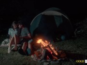 American schoolgirl has romantic sex by the night fire 1/16