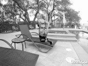 Tattooed blonde teen gets pummeled by a thick cock then glazed in cum 3/16