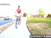 While Bicycling, Sexiest Black Buttocks Flashing Upskirt Outside By Sheisnovember Perfect Butt Stuffed With Her Tiny Panties 15/16
