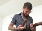 Big Boobs Tattooed Lil Monster Goes After Joker Jones And Fuck and Sucks His Big Cock 3/16