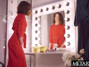 Sultry brunette watches herself in the mirror as she masturbates 2/16