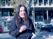 Public nudity from a hot babe at her boyfriend's porn debut! 2/16