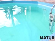 MATURE4K. Mature woman makes it with pretty shy man in the courtyard 3/16