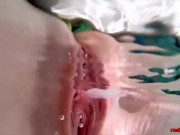 Redhead MILF masturbating outside with a huge toy made out of ice 14/16