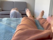Step sister got stuck in the sofa while cleaning the room. She begged me for help. POV 2/16