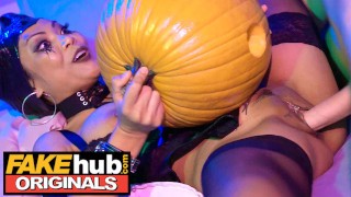 Fakehub Originals - College teen fucks a pumpkin at Halloween ...