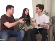 skinny teen enjoys her first rough big cock ass fucking in front of her cuckold boyfriend 1/16