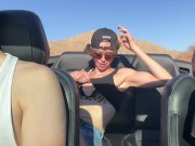Wife fucked / spit roasted by two guys and receives creampie on public road in the Nevada desert 1/16
