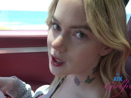 Amateur Sage Fox POV on the beach and playing with her sexy body Blonde GFE