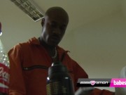 FULL SCENE! British petite brunette Jess West takes a huge black cock! 3/16