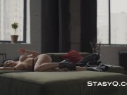 STASYQ - Curly haired sexy girl DorsyQ with big tits stripping 9/16