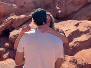 Wife fucks friend in front of husband while on public hike in the desert / Sloppy seconds creampie 1/16